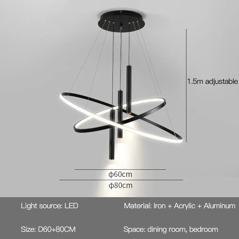 Lustres LED modernes pour salon salle à manger cuisine : Suspension lumineuse pour un éclairage intérieur élégant | Marco Lucetti Un Type-60 80cm / Lumière neutre