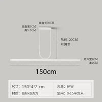 Lustres LED Modernes pour Table - Luminaires Suspendus Simples | Marco Lucetti Blanc 150cm / Intensité variable à distance
