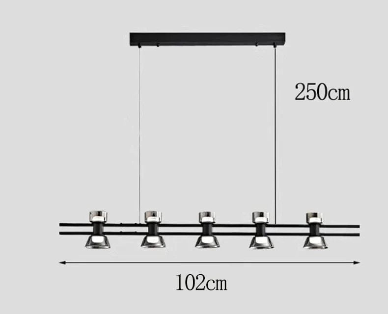 Lustres LED modernes pour un éclairage intérieur sophistiqué | Marco Lucetti 5 têtes noires 102cm / Blanc froid