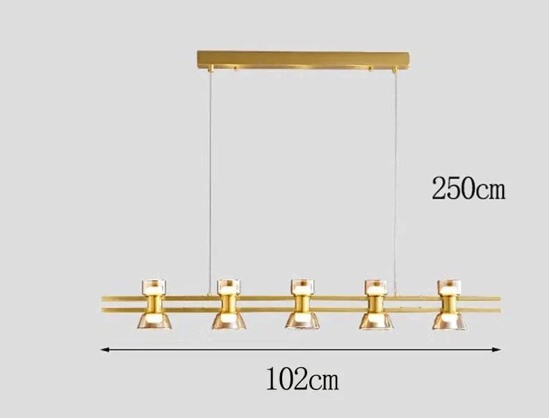 Lustres LED modernes pour un éclairage intérieur sophistiqué | Marco Lucetti 5 têtes or 102cm / Blanc froid
