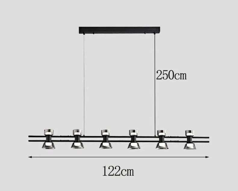 Lustres LED modernes pour un éclairage intérieur sophistiqué | Marco Lucetti 6 têtes noires 122cm / Blanc froid