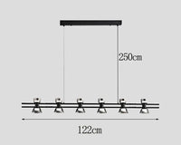 Lustres LED modernes pour un éclairage intérieur sophistiqué | Marco Lucetti 6 têtes noires 122cm / Blanc froid