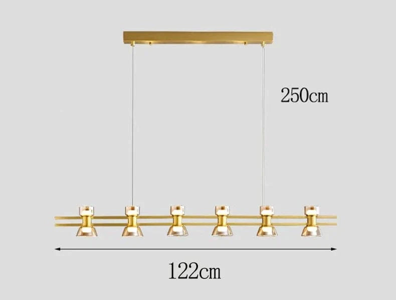 Lustres LED modernes pour un éclairage intérieur sophistiqué | Marco Lucetti 6 têtes or 122cm / Blanc froid