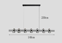 Lustres LED modernes pour un éclairage intérieur sophistiqué | Marco Lucetti 7 têtes noires 140cm / Blanc froid