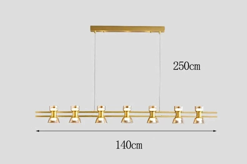 Lustres LED modernes pour un éclairage intérieur sophistiqué | Marco Lucetti 7 têtes or 140cm / Blanc froid