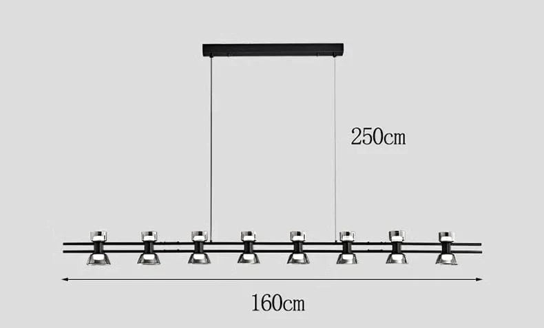 Lustres LED modernes pour un éclairage intérieur sophistiqué | Marco Lucetti 8 têtes noires 160cm / Blanc froid