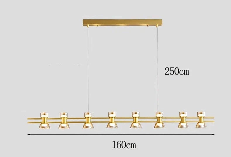 Lustres LED modernes pour un éclairage intérieur sophistiqué | Marco Lucetti 8 têtes or 160cm / Blanc froid