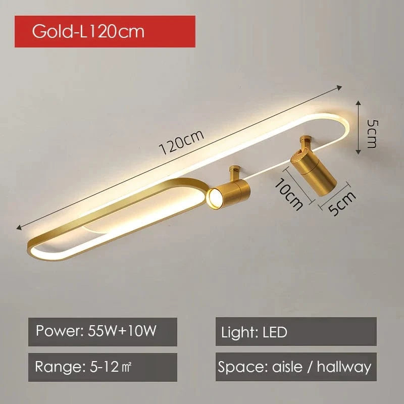 Lustres Led modernes: Projecteurs design pour salon, salle à manger, chambre, cuisine - Acrylique noir | Marco Lucetti Doré-120cm / Lumière neutre-NO RC