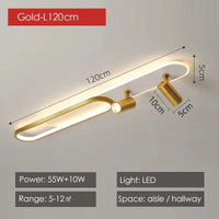 Lustres Led modernes: Projecteurs design pour salon, salle à manger, chambre, cuisine - Acrylique noir | Marco Lucetti Doré-120cm / Lumière neutre-NO RC