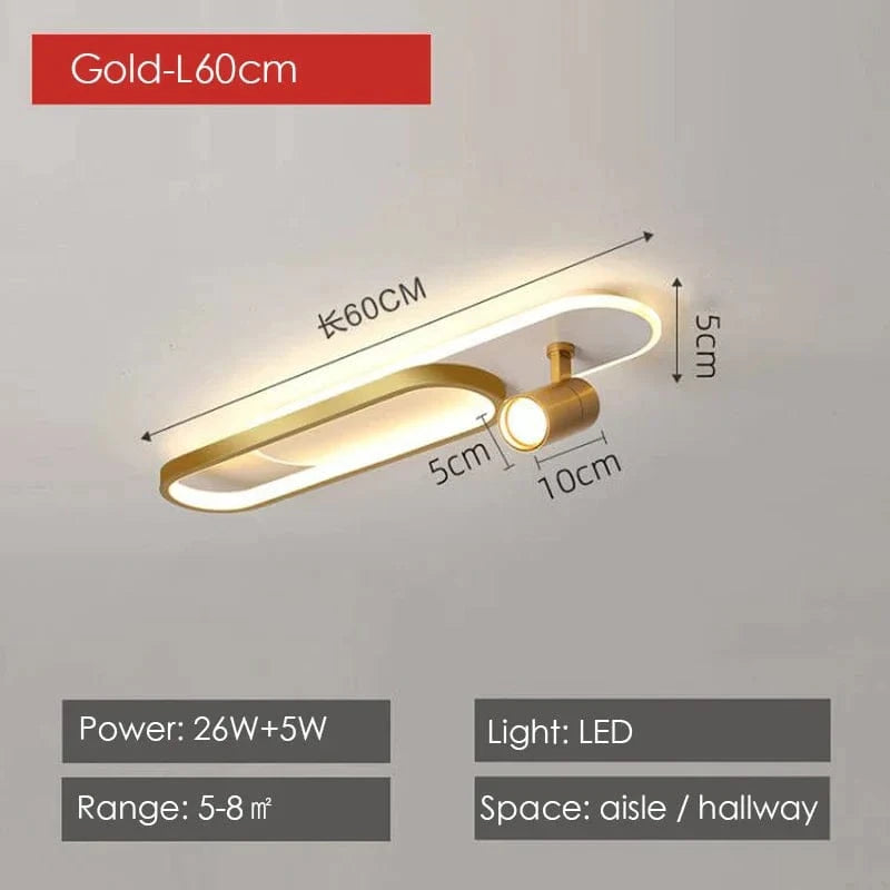 Lustres Led modernes: Projecteurs design pour salon, salle à manger, chambre, cuisine - Acrylique noir | Marco Lucetti Doré-60cm / Lumière neutre-NO RC