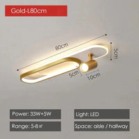 Lustres Led modernes: Projecteurs design pour salon, salle à manger, chambre, cuisine - Acrylique noir | Marco Lucetti Doré-80cm / Lumière neutre-NO RC