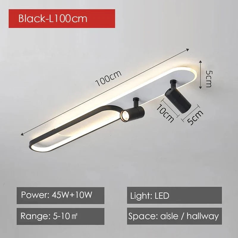 Lustres Led modernes: Projecteurs design pour salon, salle à manger, chambre, cuisine - Acrylique noir | Marco Lucetti Noir-100cm / Lumière neutre-NO RC