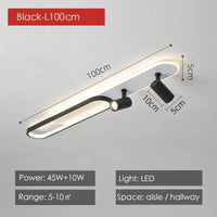 Lustres Led modernes: Projecteurs design pour salon, salle à manger, chambre, cuisine - Acrylique noir | Marco Lucetti Noir-100cm / Lumière neutre-NO RC