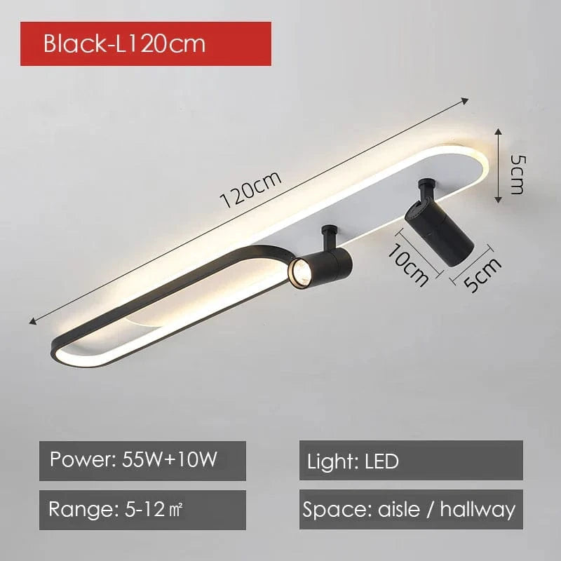 Lustres Led modernes: Projecteurs design pour salon, salle à manger, chambre, cuisine - Acrylique noir | Marco Lucetti Noir-120cm / Lumière neutre-NO RC