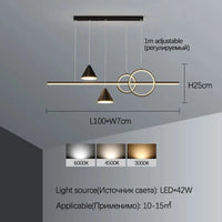  Lustres Luxe Moderne Longue Bande Led - Création Lumineuse pour Déco Salle à Manger et Salon | Marco Lucetti A Noir L100cm / 3 couleurs