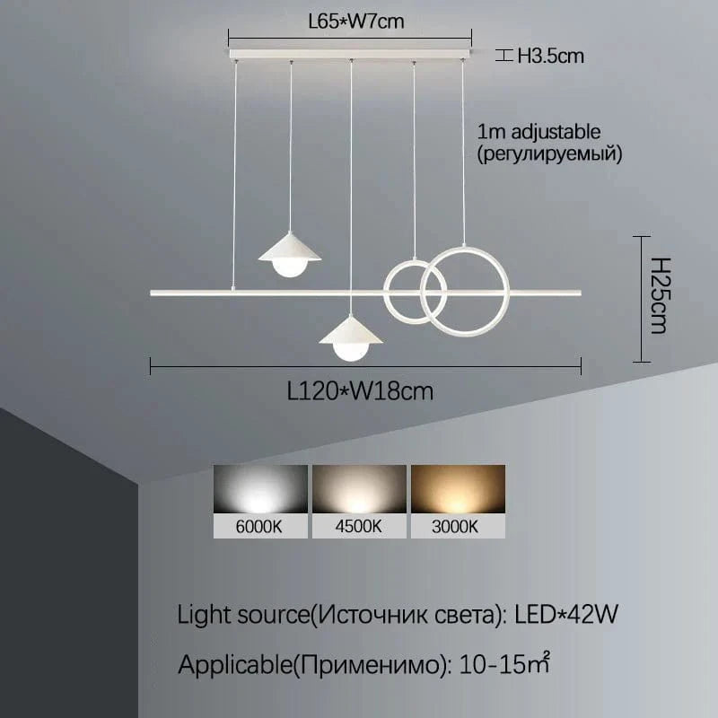  Lustres Luxe Moderne Longue Bande Led - Création Lumineuse pour Déco Salle à Manger et Salon | Marco Lucetti B Blanc L120cm / 3 couleurs