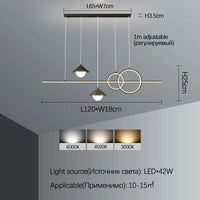  Lustres Luxe Moderne Longue Bande Led - Création Lumineuse pour Déco Salle à Manger et Salon | Marco Lucetti B Noir L120cm / 3 couleurs