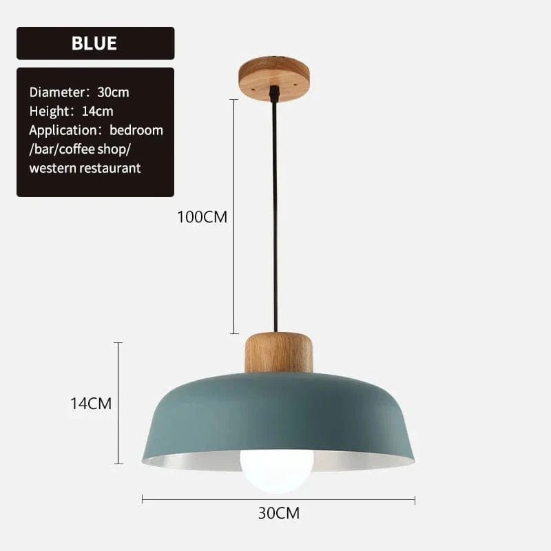 Lustres Macaron nordiques - Lampe de chevet en bois créative pour chambre étude café Bar Restaurant - Lampe suspendue de style moderne | Marco Lucetti Bleu