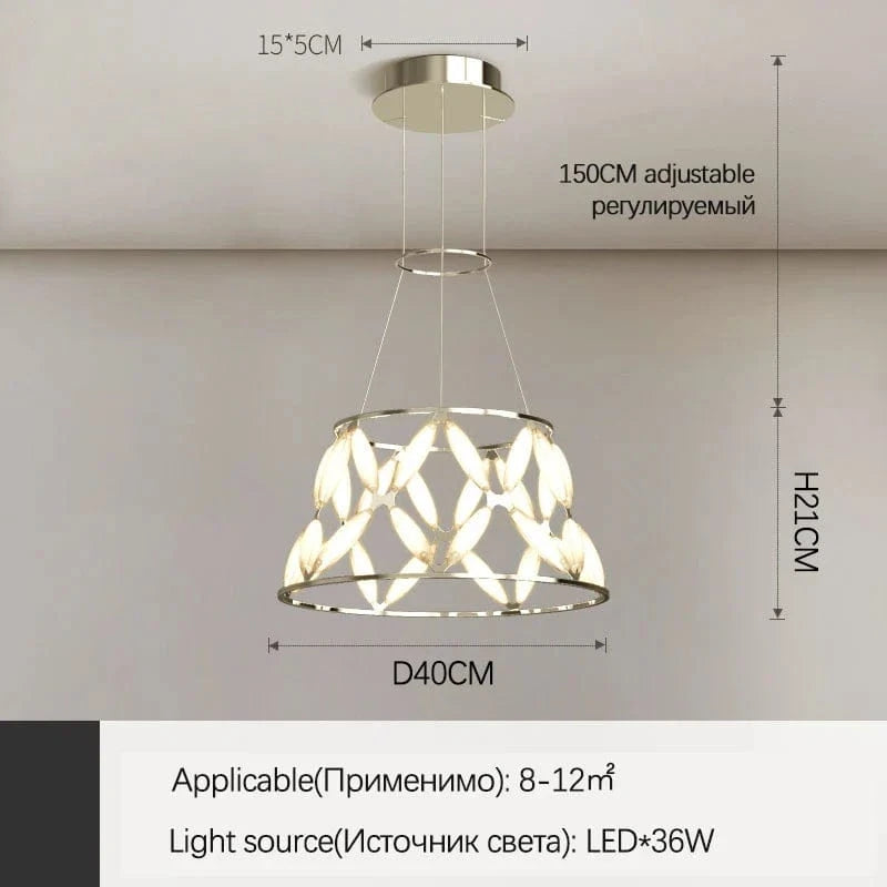 Lustres minimalistes Moderns Sandyha: Suspension Design de Luxe Papillon Fleur | Marco Lucetti Argent D40CM / Lumière froide