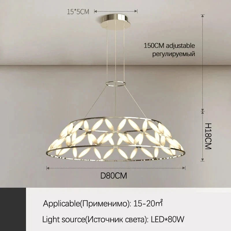 Lustres minimalistes Moderns Sandyha: Suspension Design de Luxe Papillon Fleur | Marco Lucetti Argent D80CM / Lumière froide