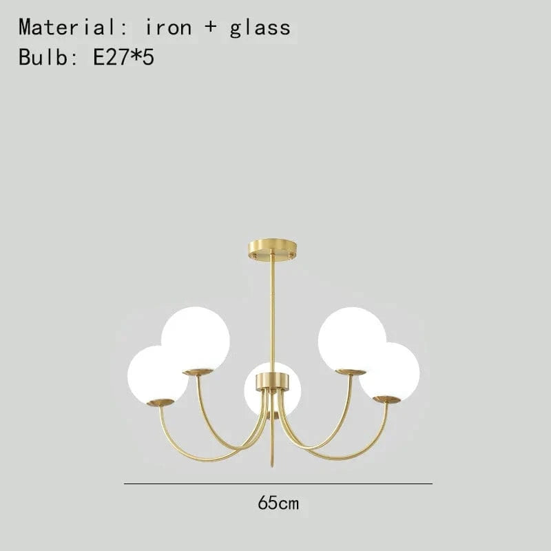 Lustres modernes en verre : luminaires suspendus avec livraison directe | Marco Lucetti 5 lumières-or / 4000K