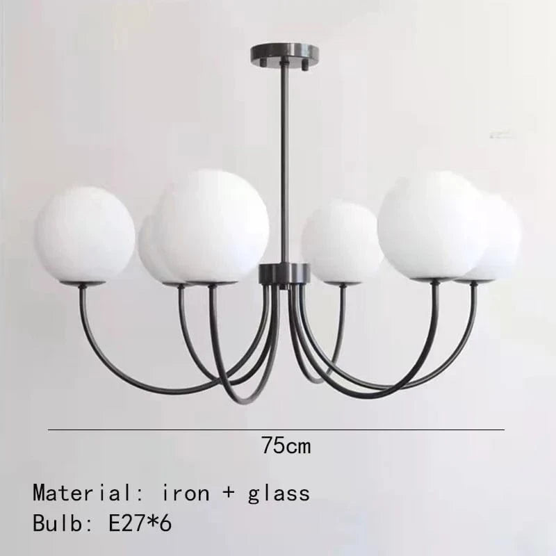 Lustres modernes en verre : luminaires suspendus avec livraison directe | Marco Lucetti 6 lumières-noir / 5000K