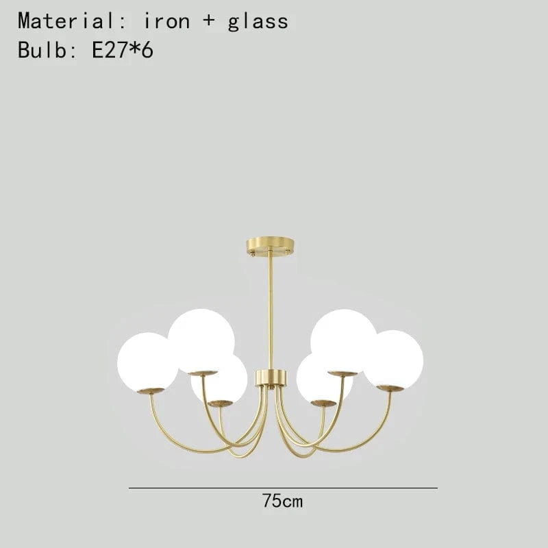 Lustres modernes en verre : luminaires suspendus avec livraison directe | Marco Lucetti 6 lumières-or / 4000K