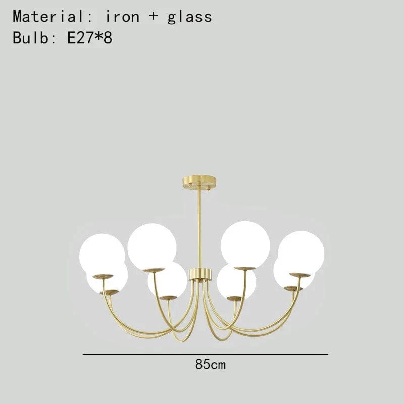 Lustres modernes en verre : luminaires suspendus avec livraison directe | Marco Lucetti 8 lumières-or / 3000K