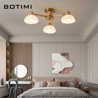 Lustres modernes nordiques en bois de caoutchouc avec lampadaires en verre pour salon blanc chaud et lumière froide | Marco Lucetti