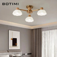 Lustres modernes nordiques en bois de caoutchouc avec lampadaires en verre pour salon blanc chaud et lumière froide | Marco Lucetti