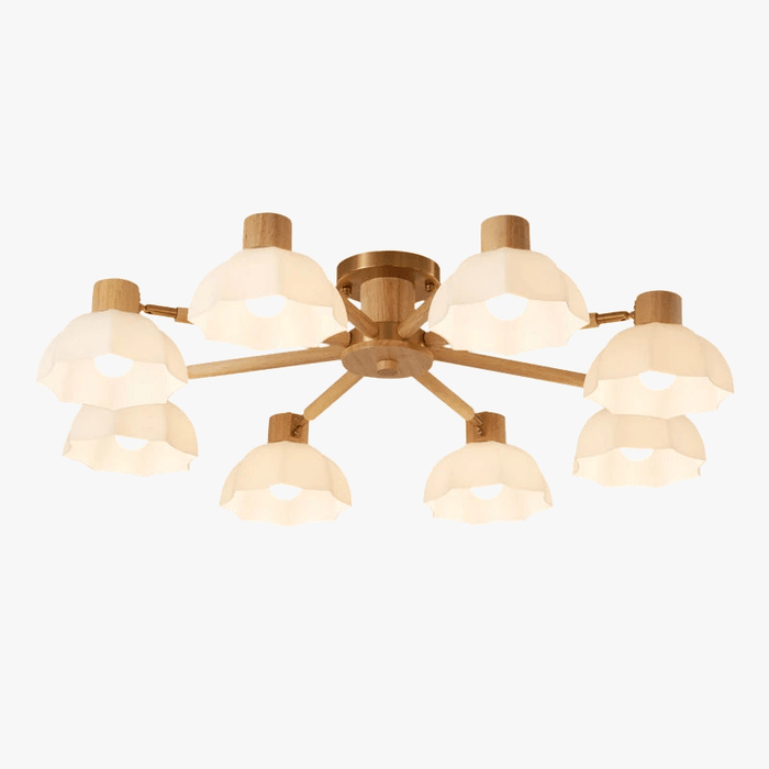Lustres modernes nordiques en bois de caoutchouc avec lampadaires en verre pour salon blanc chaud et lumière froide | Marco Lucetti