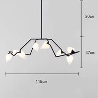 Lustres modernes pour salle à manger avec éclairage LED intégré | Marco Lucetti 8 têtes noires / Blanc froid