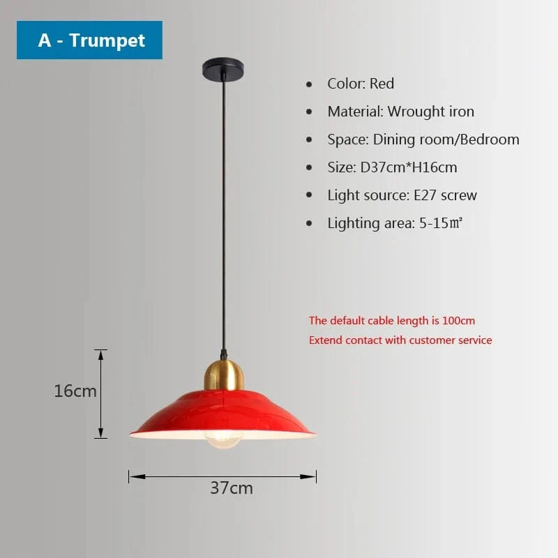 Lustres Nordiques Industriels pour Salon ou Salle à Manger - Suspension en Fer, Style Rétro Loft | Marco Lucetti C37CM