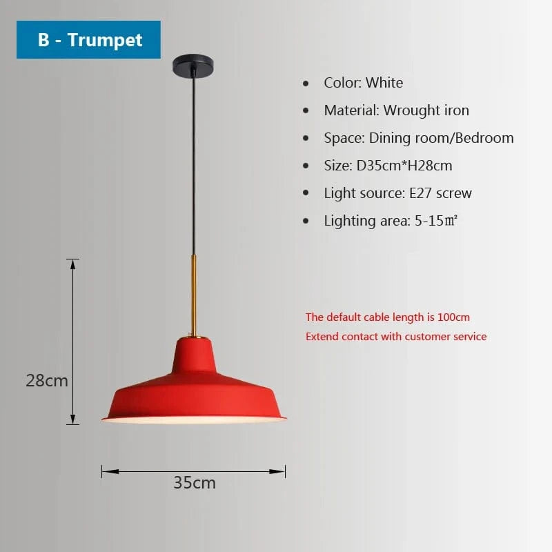 Lustres Nordiques Industriels pour Salon ou Salle à Manger - Suspension en Fer, Style Rétro Loft | Marco Lucetti L35CM