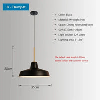 Lustres Nordiques Industriels pour Salon ou Salle à Manger - Suspension en Fer, Style Rétro Loft | Marco Lucetti M35CM