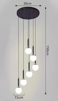 Lustres nordiques pour salle à manger : lampes suspendues de décoration et éclairage intérieur | Marco Lucetti 6 têtes noires / Blanc chaud