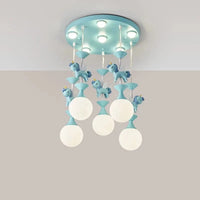 Lustres pour chambre d'enfants : Plafonnier mignon et moderne avec LED créative et motif animal | Marco Lucetti 5 têtes 65W Bleu / Gradation à distance RC