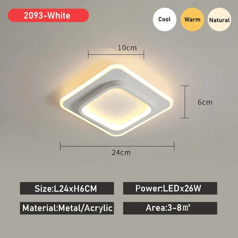 Luxaria - Plafonnier LED Moderne pour Allée, Vestiaire, Couloir, Balcon et Foyer | Marco Lucetti Blanc H / Blanc chaud