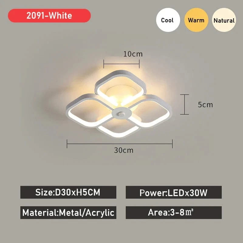 Luxaria - Plafonnier LED Moderne pour Allée, Vestiaire, Couloir, Balcon et Foyer | Marco Lucetti Blanc J / Blanc chaud