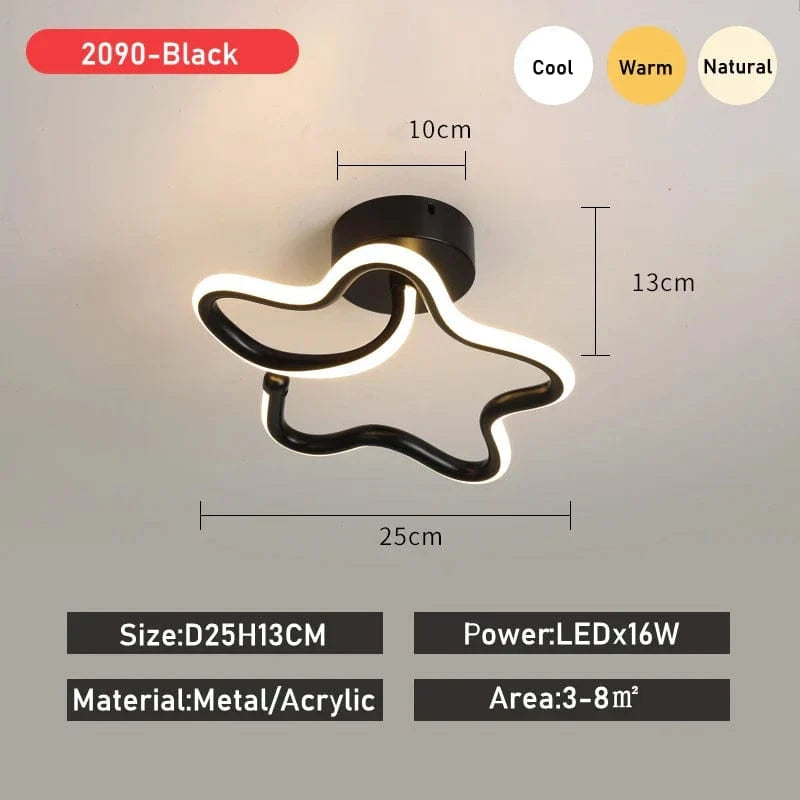 Luxaria - Plafonnier LED Moderne pour Allée, Vestiaire, Couloir, Balcon et Foyer | Marco Lucetti Noir B / Blanc chaud