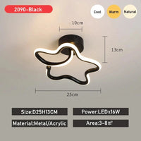 Luxaria - Plafonnier LED Moderne pour Allée, Vestiaire, Couloir, Balcon et Foyer | Marco Lucetti Noir B / Blanc chaud