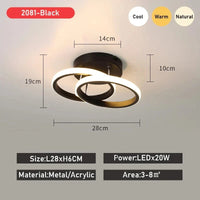 Luxaria - Plafonnier LED Moderne pour Allée, Vestiaire, Couloir, Balcon et Foyer | Marco Lucetti Noir D / Blanc froid