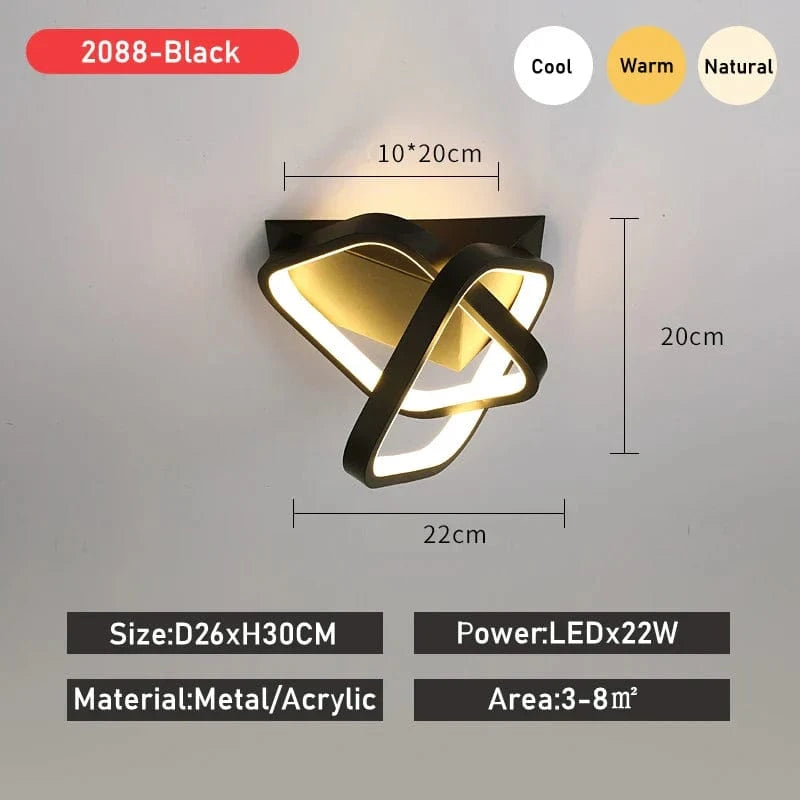 Luxaria - Plafonnier LED Moderne pour Allée, Vestiaire, Couloir, Balcon et Foyer | Marco Lucetti Noir E / Lumière modifiable