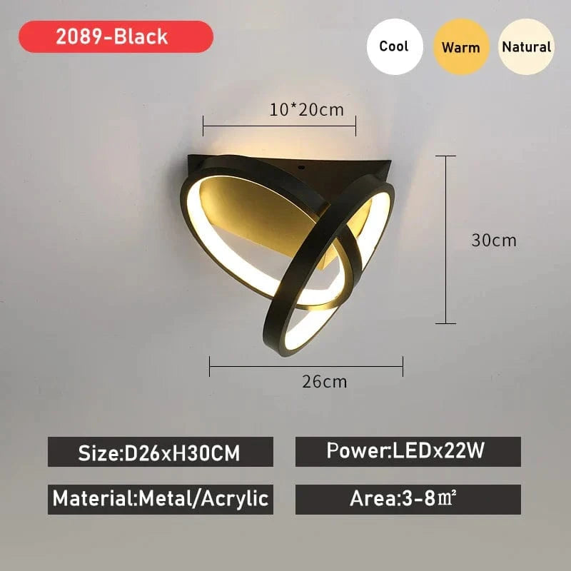 Luxaria - Plafonnier LED Moderne pour Allée, Vestiaire, Couloir, Balcon et Foyer | Marco Lucetti Noir F / Blanc froid