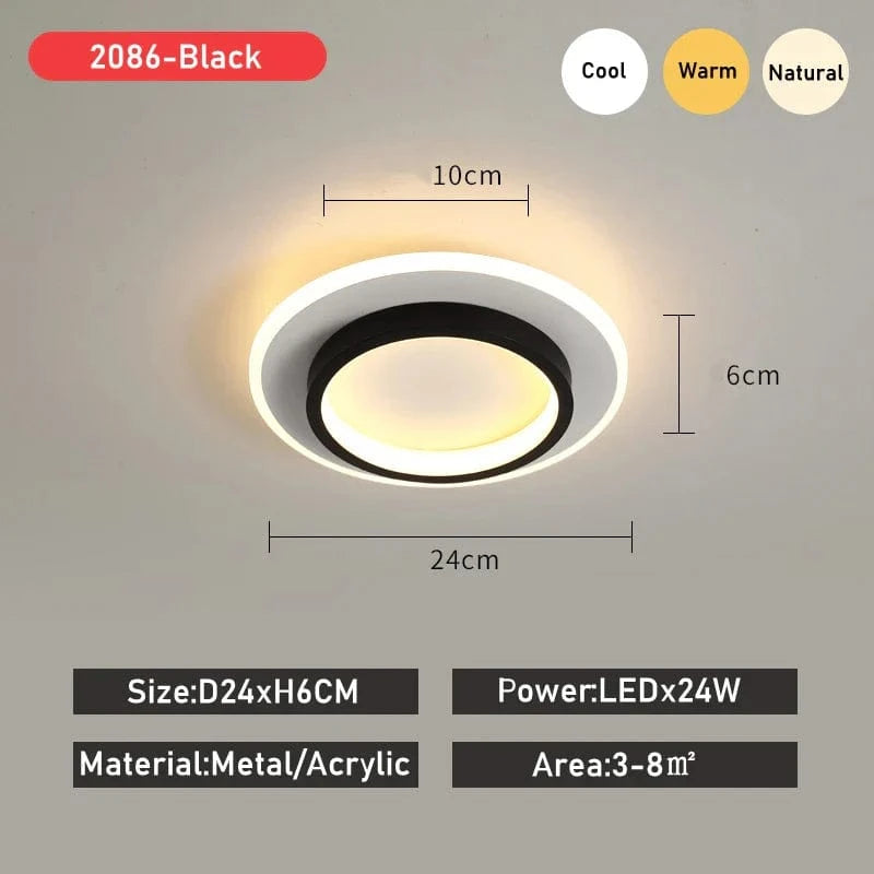 Luxaria - Plafonnier LED Moderne pour Allée, Vestiaire, Couloir, Balcon et Foyer | Marco Lucetti Noir G / Lumière modifiable