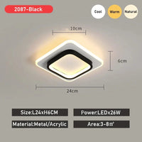 Luxaria - Plafonnier LED Moderne pour Allée, Vestiaire, Couloir, Balcon et Foyer | Marco Lucetti Noir H / Lumière modifiable