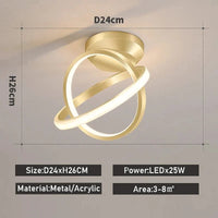 Luxaria - Plafonnier LED Moderne pour Allée, Vestiaire, Couloir, Balcon et Foyer | Marco Lucetti Or A / Lumière modifiable