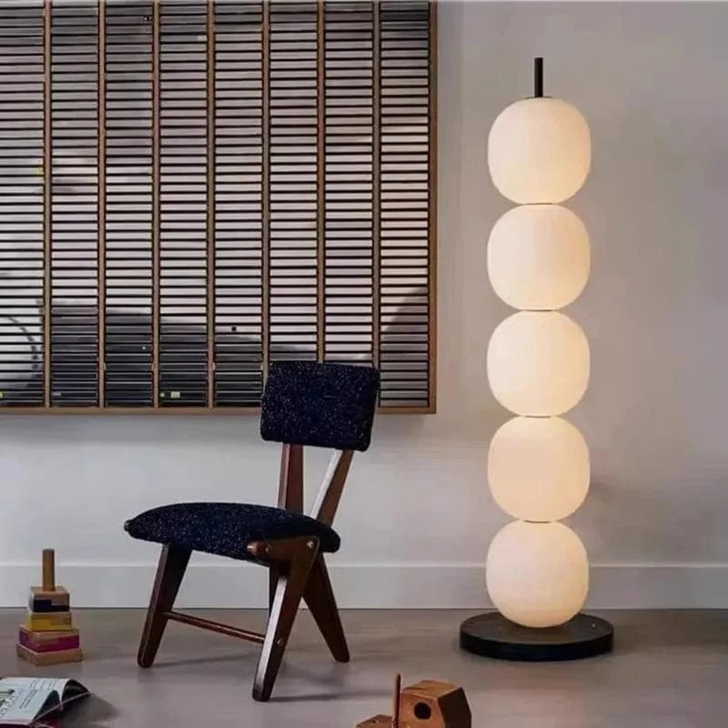 Mainkai Nordic Gourde String Lampadaire Design - Abat-Jour en Verre Blanc | Marco Lucetti