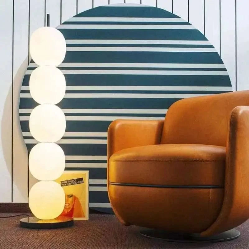 Mainkai Nordic Gourde String Lampadaire Design - Abat-Jour en Verre Blanc | Marco Lucetti
