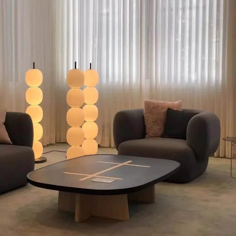 Mainkai Nordic Gourde String Lampadaire Design - Abat-Jour en Verre Blanc | Marco Lucetti